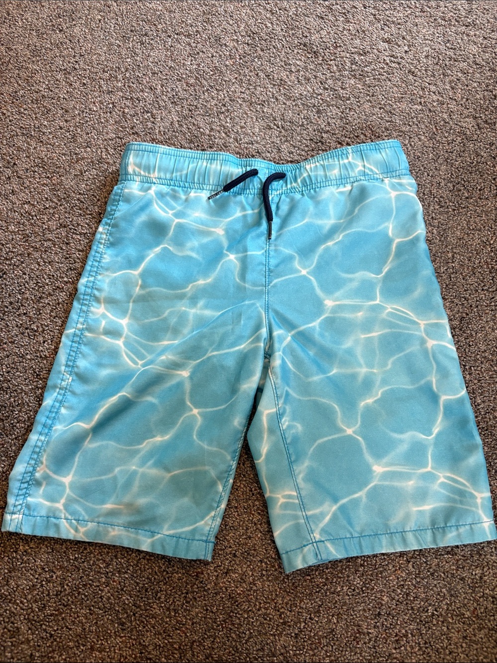 Boy's Abercrombie Size 8 Blue Swim Trunks with Water Print